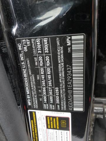 4JGDA5HB1EA293437 - 2014 MERCEDES-BENZ ML 350 4MATIC BLACK photo 12