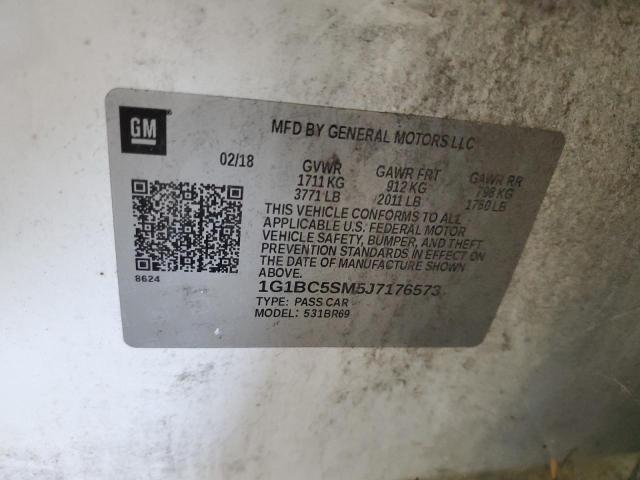 1G1BC5SM5J7176573 - 2018 CHEVROLET CRUZE LS თეთრი ფოტო 12