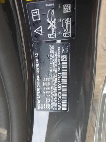 WBABC4C01MCG52701 - 2021 BMW M850XI GRAY photo 12