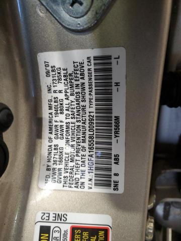 1HGFA16558L009921 - 2008 HONDA CIVIC LX 棕色 照片 12