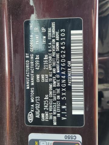 5XXGN4A76DG245103 - 2013 KIA OPTIMA EX MAROON photo 12