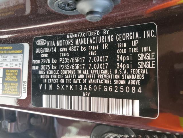 5XYKT3A60FG625084 - 2015 KIA SORENTO LX MAROON photo 13