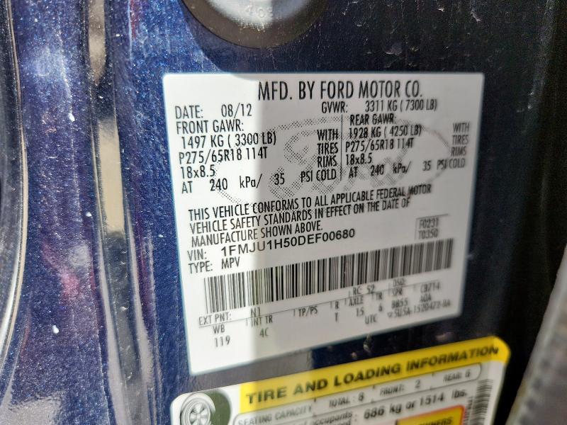 1FMJU1H50DEF00680 - 2013 FORD EXPEDITION XLT BLUE photo 13