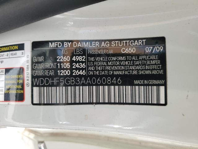 WDDHF5GB3AA060846 - 2010 MERCEDES-BENZ E 350 WHITE photo 12