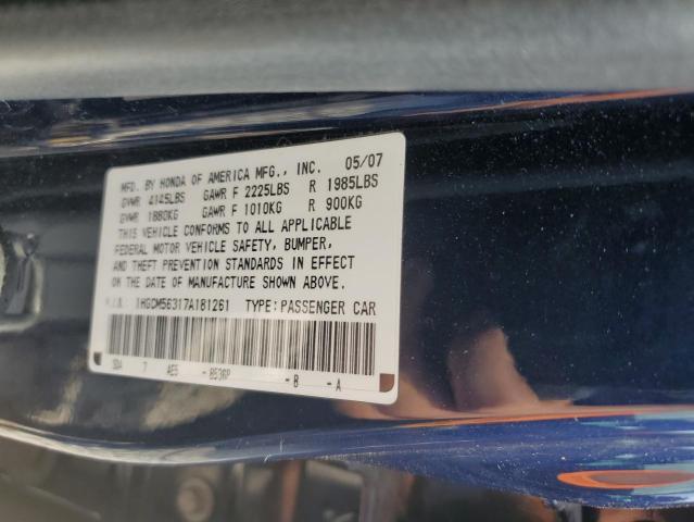 1HGCM56317A181261 - 2007 HONDA ACCORD SE BLUE photo 12