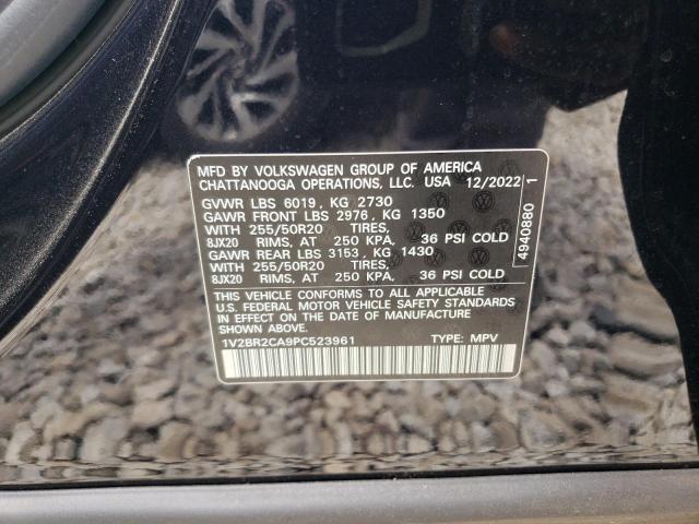 1V2BR2CA9PC523961 - 2023 VOLKSWAGEN ATLAS SEL SILVER photo 13