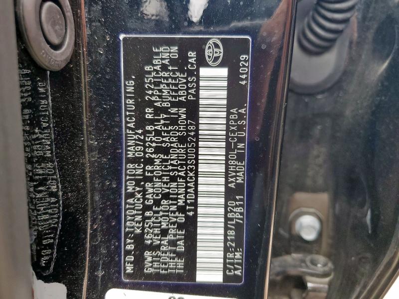 4T1DAACK3SU052487 - 2025 TOYOTA CAMRY XSE BLACK photo 12