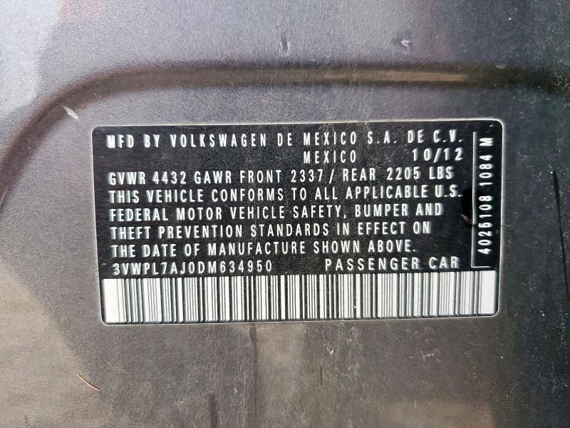 3VWPL7AJ0DM634950 - 2013 VOLKSWAGEN JETTA TDI Gris foto 12