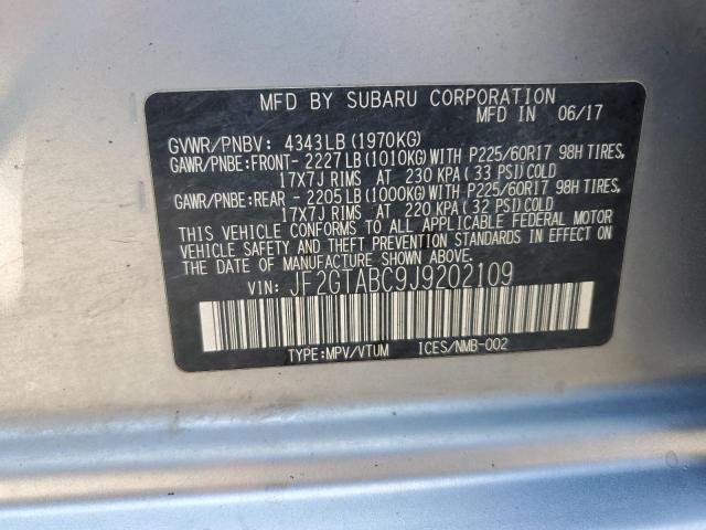 JF2GTABC9J9202109 - 2018 SUBARU CROSSTREK PREMIUM Silber Foto 14