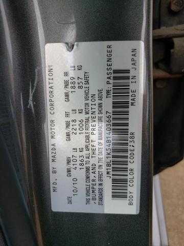 JM1BL1K54B1403667 - 2011 MAZDA MAZDA3 S GRAY photo 12