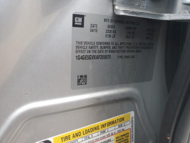 1G4GE5GVXAF259975 - 2010 BUICK LACROSSE CXS Gümüş foto 12