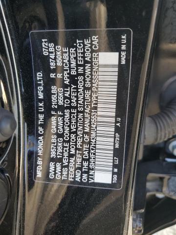 SHHFK7H43MU425531 - 2021 HONDA CIVIC SPORT 黑色 照片 12