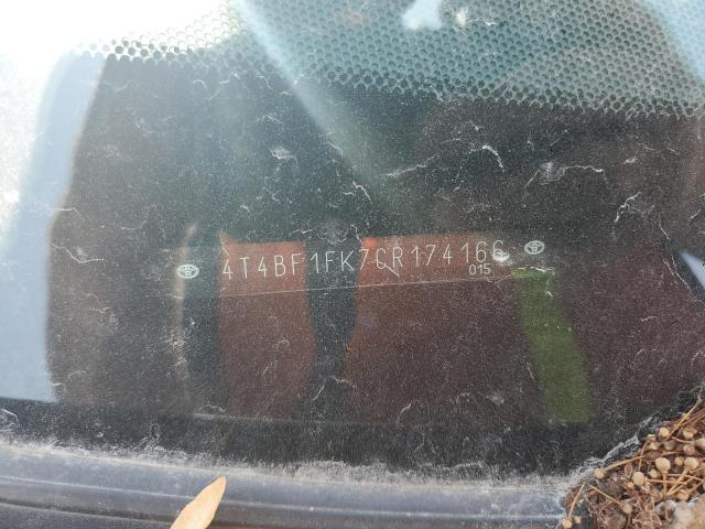 4T4BF1FK7CR174166 - 2012 TOYOTA CAMRY BASE Մոխրագույն լուսանկար 12