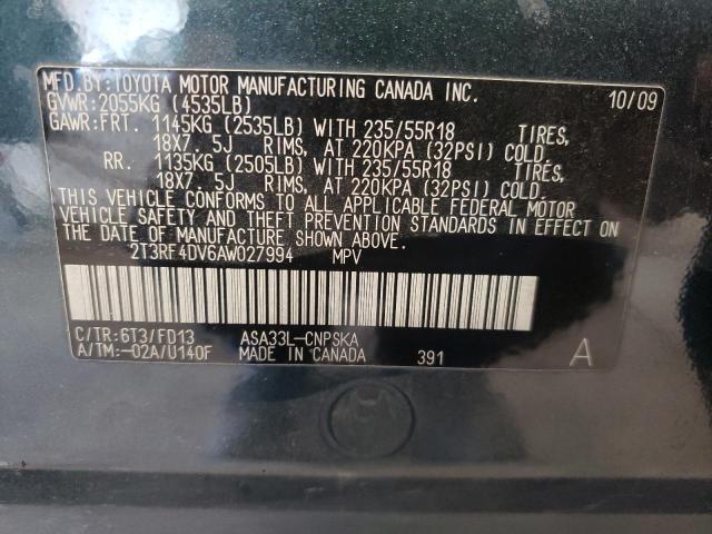 2T3RF4DV6AW027994 - 2010 TOYOTA RAV4 SPORT CHARCOAL photo 13