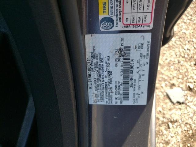 3FAHP0HGXBR209514 - 2011 FORD FUSION SE GRAY photo 12