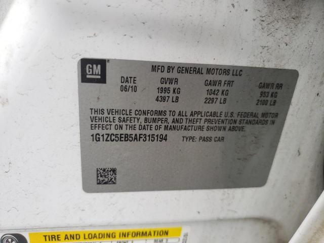 1G1ZC5EB5AF315194 - 2010 CHEVROLET MALIBU 1LT WHITE photo 13