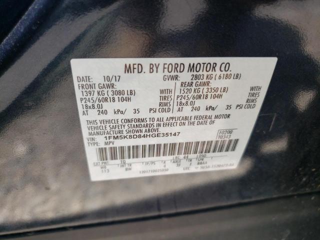 1FM5K8D84HGE35147 - 2017 FORD EXPLORER XLT BLACK photo 13