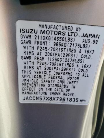 JACCN57X8X7991835 - 1999 ISUZU VEHICROSS SILVER photo 13