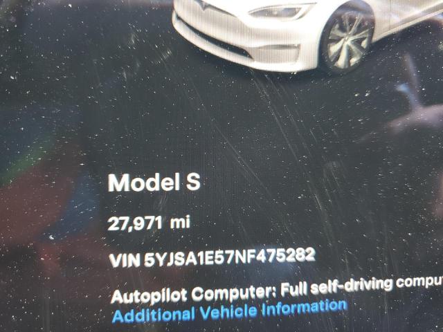 5YJSA1E57NF475282 - 2022 TESLA MODEL S WHITE photo 9