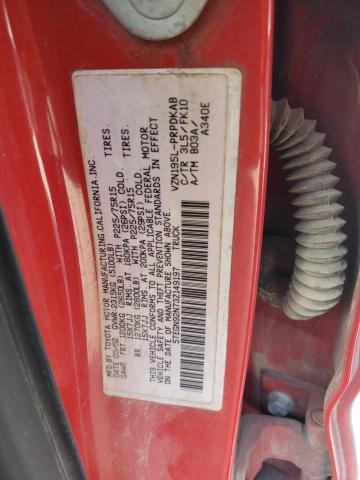 5TEGN92N73Z149197 - 2003 TOYOTA TACOMA DOUBLE CAB PRERUNNER RED photo 12