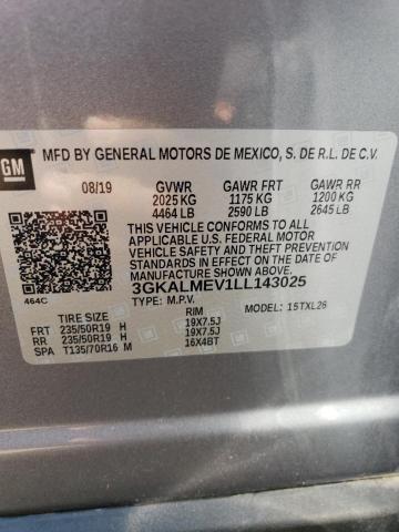 3GKALMEV1LL143025 - 2020 GMC TERRAIN SLE GRAY photo 12