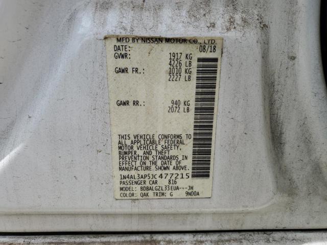 1N4AL3AP5JC477215 - 2018 NISSAN ALTIMA 2.5 Ақ фото 13