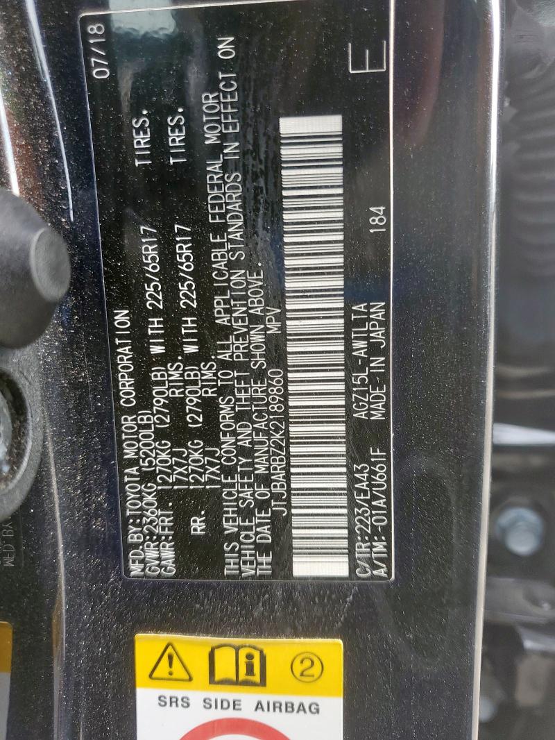 JTJBARBZ2K2189860 - 2019 LEXUS NX 300 BASE შავი ფოტო 13