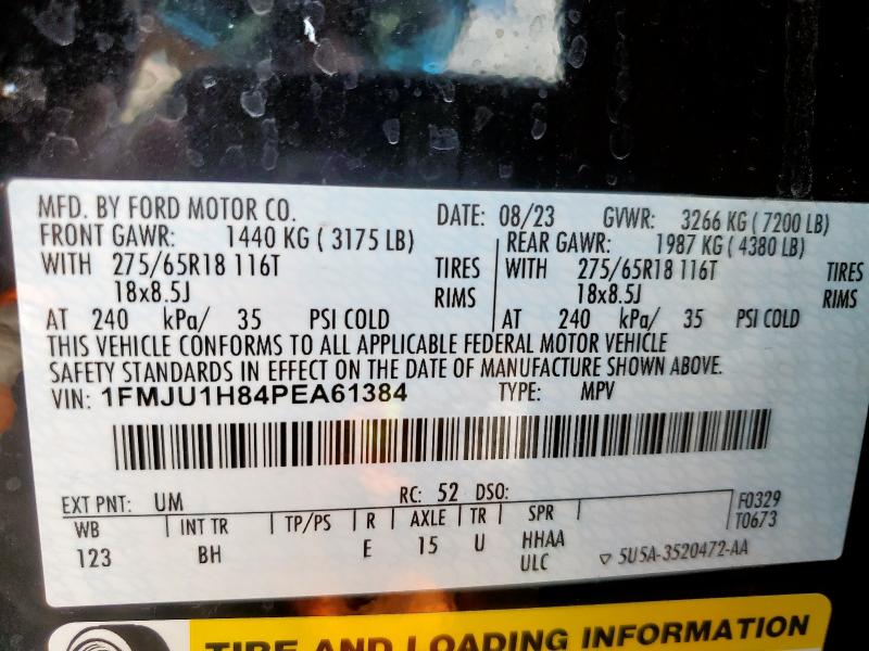 1FMJU1H84PEA61384 - 2023 FORD EXPEDITION XLT BLACK photo 14