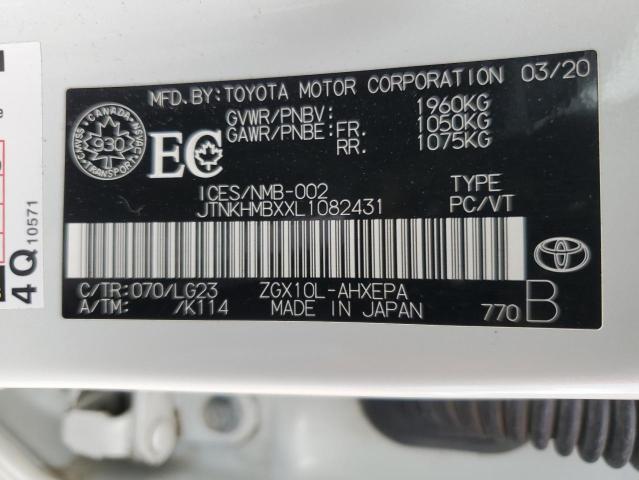 JTNKHMBXXL1082431 - 2020 TOYOTA C-HR XLE 白色 照片 12