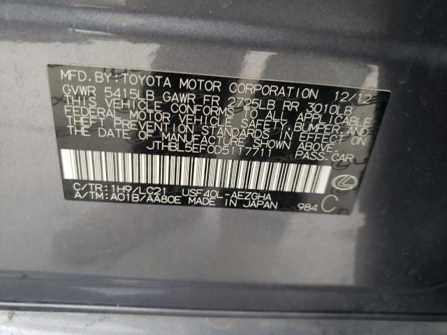 JTHBL5EF0D5117711 - 2013 LEXUS LS 460 GRAY photo 12