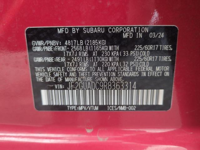 JF2GUADC9R8363314 - 2024 SUBARU CROSSTREK PREMIUM 红色 照片 14