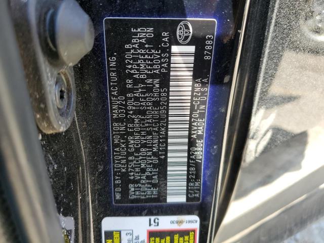 4T1C11AK2LU952085 - 2020 TOYOTA CAMRY LE BLACK photo 12