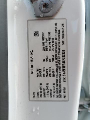 5YJ3E1EA4LF785358 - 2020 TESLA MODEL 3 WHITE photo 13