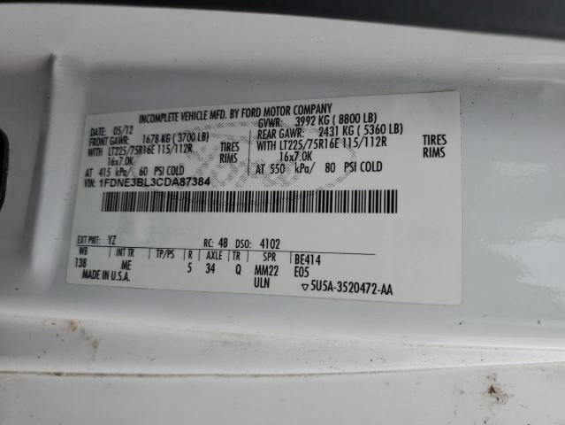 1FDNE3BL3CDA87384 - 2012 FORD ECONOLINE E350 SUPER DUTY WAGON WHITE photo 13