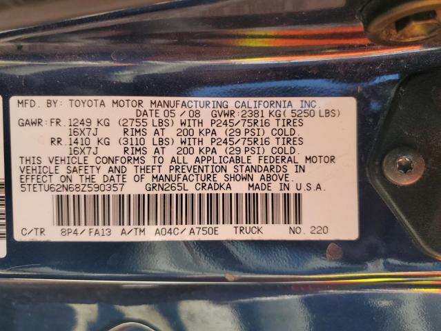 5TETU62N68Z590357 - 2008 TOYOTA TACOMA PRERUNNER ACCESS CAB BLUE photo 13