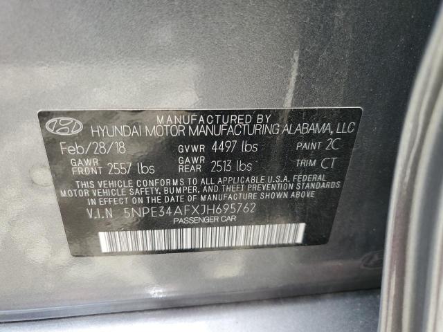 5NPE34AFXJH695762 - 2018 HYUNDAI SONATA SPORT GRAY photo 12