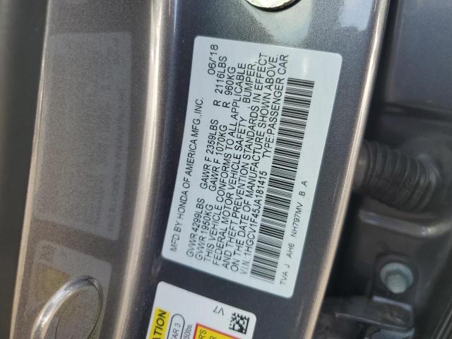 1HGCV1F45JA181415 - 2018 HONDA ACCORD EX ნაცრისფერი ფოტო 12