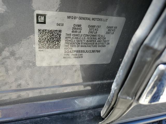 1G4ZP5SS5JU138766 - 2018 BUICK LACROSSE ESSENCE ნაცრისფერი ფოტო 12