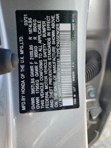 SHHFK7H46MU416161 - 2021 HONDA CIVIC SPORT SILVER photo 13