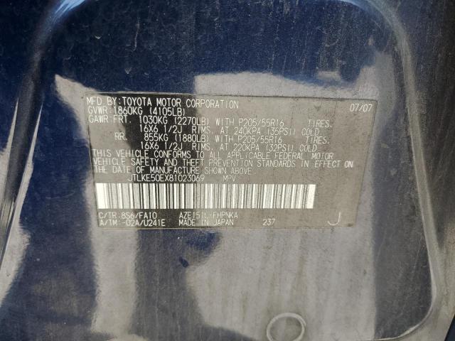 JTLKE50EX81023069 - 2008 TOYOTA SCION XB BLUE photo 12