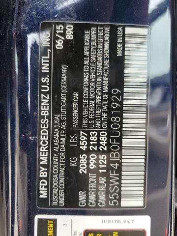 55SWF4JB0FU081929 - 2015 MERCEDES-BENZ C 300 BLUE photo 12