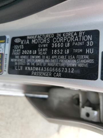 KNADM4A36G6667312 - 2016 KIA RIO LX SILVER photo 12