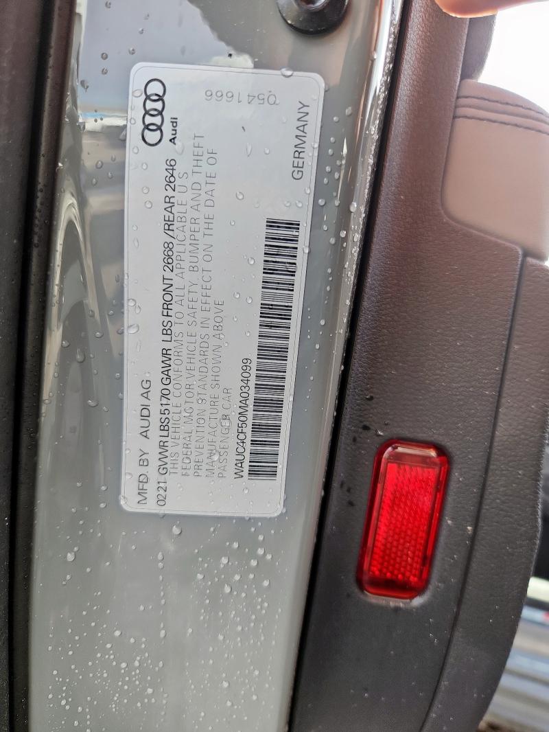 WAUC4CF50MA034099 - 2021 AUDI S5 PREMIUM PLUS GRAY photo 12