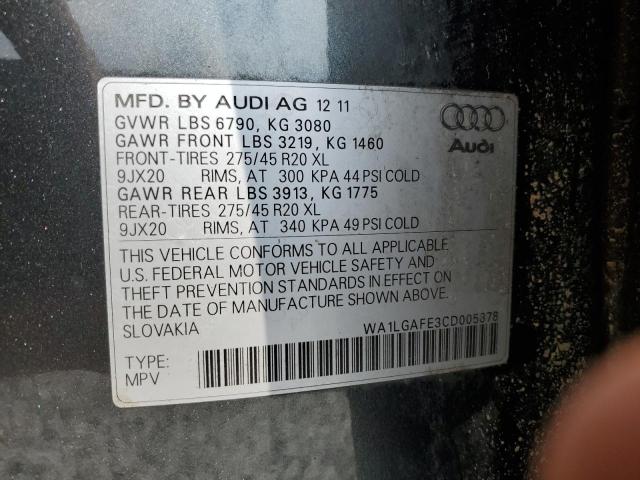 WA1LGAFE3CD005878 - 2012 AUDI Q7 PREMIUM PLUS GRAY photo 13