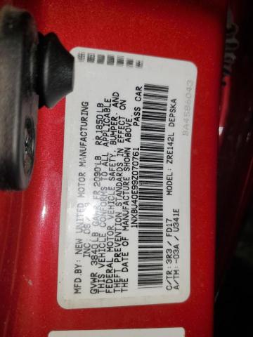 1NXBU40E99Z070761 - 2009 TOYOTA COROLLA BASE Rouge photo 13