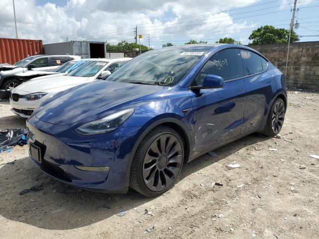 5YJYGDEF7MF240592 - 2021 TESLA MODEL Y BLUE photo 1