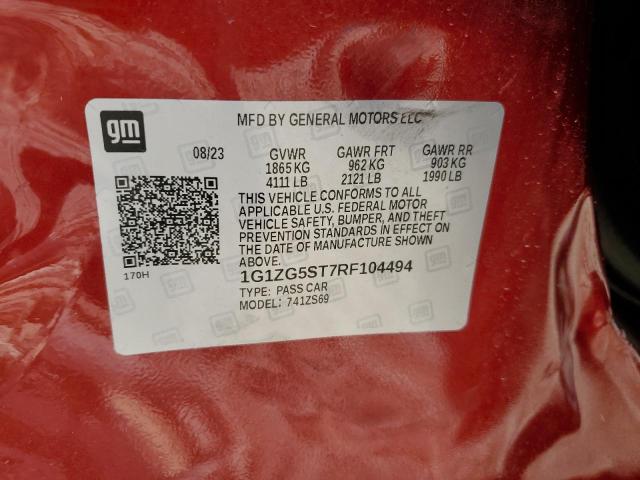 1G1ZG5ST7RF104494 - 2024 CHEVROLET MALIBU RS 红色 照片 12