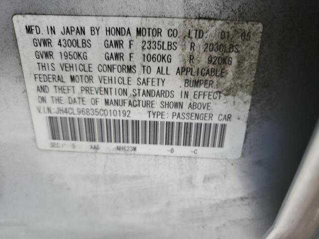 JH4CL96835C010192 - 2005 ACURA TSX SILVER photo 12