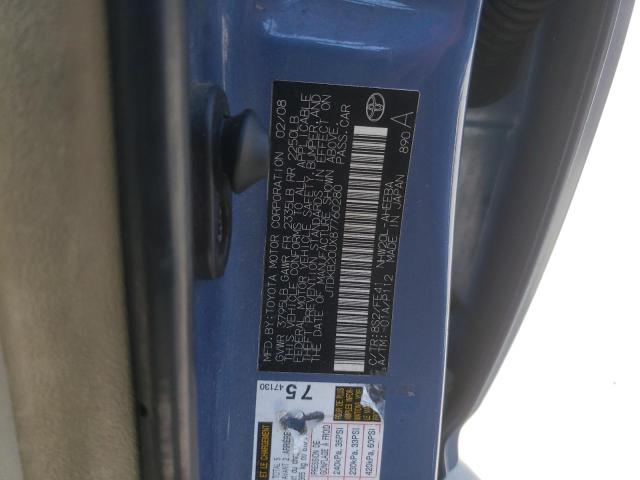 JTDKB20UX87760280 - 2008 TOYOTA PRIUS BLUE photo 12