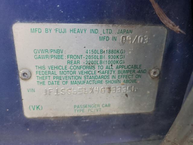 JF1SG656X4G733356 - 2004 SUBARU FORESTER 2.5XS Azul foto 12